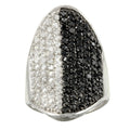 Rhodium Plated 925 Sterling Silver Black and Clear CZ Encrusted Ring - STR00336