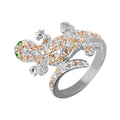 Silver 925 Rhodium Plated Multi Color CZ Lizard Ring - STR00367