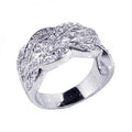 Silver 925 Rhodium Plated Clear CZ Intertwined Lines Ring - STR00387
