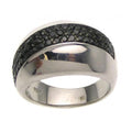 Silver 925 Ring with 3 Rows of Black CZ Inlay - STR00497