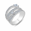 Silver 925 Rhodium Plated 5 Row CZ Ring - STR00507