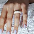 Silver 925 Rhodium Plated White Enamel CZ Dot Ring - STR00680