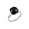 925 Sterling Silver Nickel Free Rhodium Plated Black CZ Ring - STR00823