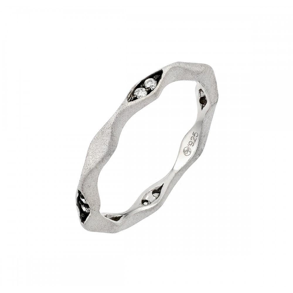 Silver 925 Rhodium and Black Rhodium Plated Clear CZ Eternity Ring - STR00878