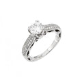 Silver 925 Rhodium Plated Clear Pave Set CZ Solitaire Ring - STR00997