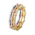 Silver 925 Multi-Plated Three Piece Round Stackable CZ Rings - STR01041TRI