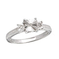Rhodium Plated 925 Sterling Silver Square Diamond Cut Past Present Future Ring - STR01082