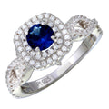 Rhodium Plated 925 Sterling Silver Blue and Clear CZ Ring - STR01090