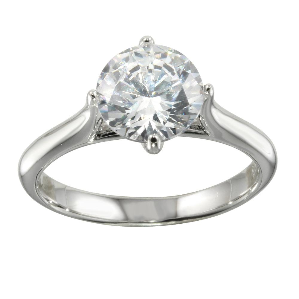 Rhodium Plated 925 Sterling Silver CZ Stone Ring - STR01095