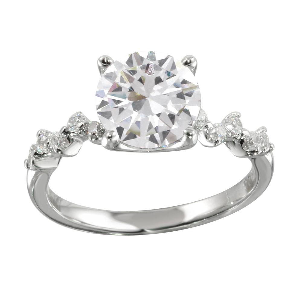 Rhodium Plated 925 Sterling Silver CZ Ring - STR01096