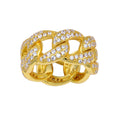 Gold Plated 925 Sterling Silver Curb Design Link Ring 9.8mm - STR01130GP