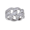 Rhodium Plated 925 Sterling Silver Curb Design Link Ring 9.8mm - STR01130RH