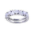 Rhodium Plated 925 Sterling Silver Two Bar Multi Heart CZ Ring - STR01133RH