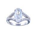Rhodium Plated 925 Sterling Silver Open Shank Oval Center CZ Bridal Ring - STR01142