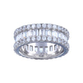 Rhodium Plated 925 Sterling Silver CZ Baquette Band with Border Ring - STR01144