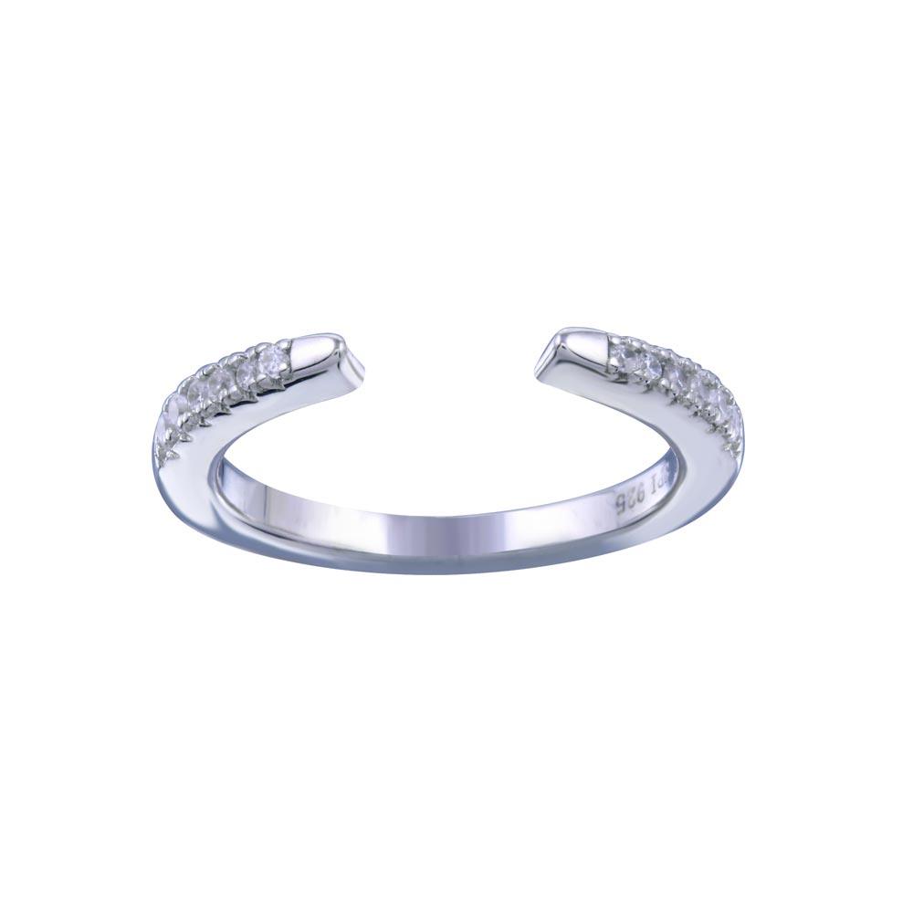 Rhodium Plated 925 Sterling Silver Open CZ Band Ring - STR01153