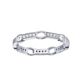 Rhodium Plated 925 Sterling Silver CZ Link Ring - STR01161