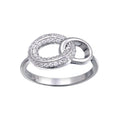Rhodium Plated 925 Sterling Silver Open Oval Link Clear CZ Ring - STR01163