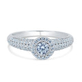 Rhodium Plated 925 Sterling Silver Halo Micro Pave Engagement CZ Encrusted Ring - STR01168