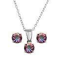 Rhodium Plated 925 Sterling Silver Synthetic Mystic Topaz Set - STS00522ABD