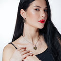 Two-Tone 925 Sterling Silver Flower Necklace and Earrings Set - STS00067