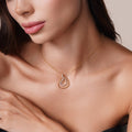 Gold Plated 925 Sterling Silver Double Heart Dangle CZ Sets - STS00138