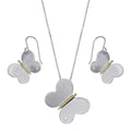 Silver 925 Gold and Rhodium Plated Butterfly CZ Dangling Hook Set - STS00149