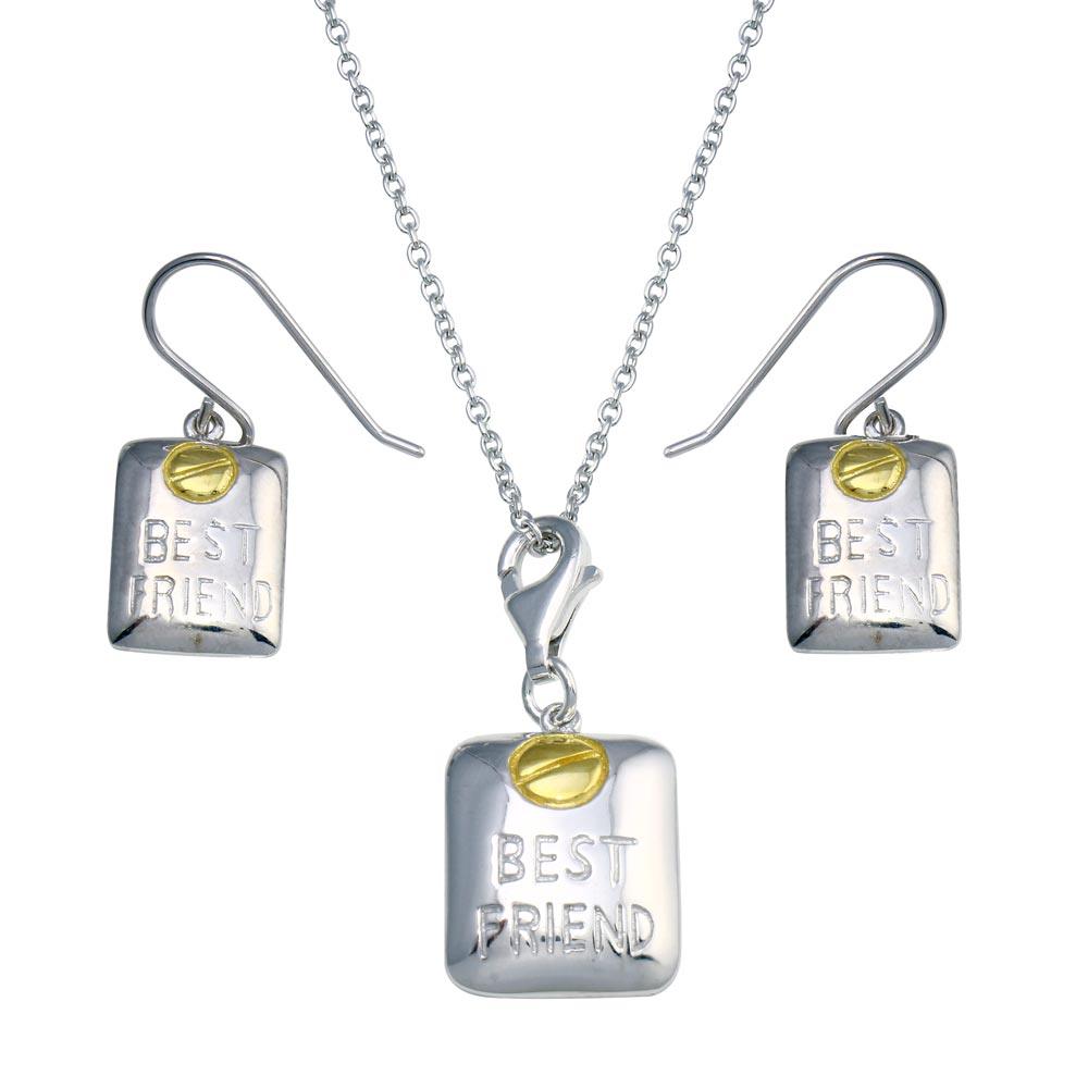 Silver 925 Gold and Rhodium Plated Best Friend Set - STS00150