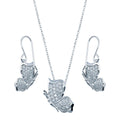 Rhodium Plated 925 Sterling Silver Butterfly Necklace and Earring Set - STS00272CLR