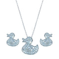 Rhodium Plated 925 Sterling Silver Duck CZ Stud Set - STS00282
