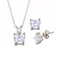 Silver 925 Rhodium Plated Butterfly Shape CZ Stud Earring and Necklace Set - STS00292