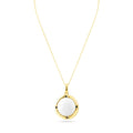 Silver 925 Rhodium Plated Open Circle CZ Stud Earring and Necklace Set - STS00318