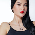 Silver 925 Rhodium Plated Round Black Ball CZ Hoop Set - STS00347