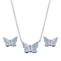 Rhodium Plated 925 Sterling Silver Small CZ Stud Earring and Necklace Set - STS00475