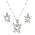 Rhodium Plated 925 Sterling Silver Turtle with Heart Shell and CZ - STS00492