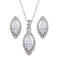Rhodium Plated 925 Sterling Silver Clear CZ Marquise Shape CZ Set - STS00515
