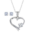 Rhodium Plated 925 Sterling Silver Single CZ Open Heart Set - STS00525