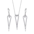Rhodium Plated 925 Sterling Silver Dangling Open Heart CZ Set - STS00531