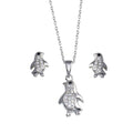 Rhodium Plated 925 Sterling Silver Penguin CZ Set - STS00532