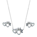 Rhodium Plated 925 Sterling Silver Paw Heart CZ Set - STS00535