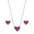 Rhodium Plated 925 Sterling Silver Red Heart Cluster Set - STS00538-RED