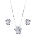 Rhodium Plated 925 Sterling Silver Dog Paw Sets - STS00543