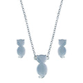 Rhodium Plated 925 Sterling Silver Cat Set - STS00544