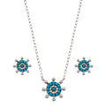 Rhodium Plated 925 Sterling Silver Turquoise Galver Sets - STS00545