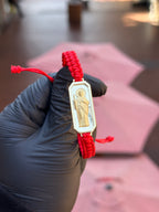 Saint Jude ID Bracelet on Red String in solid 10K-24K gold