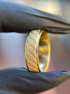 Sanded Swirl Ring in solid 10K-24K gold