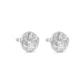 Rhodium Plated 925 Sterling Silver Spiral Dome Clear CZ Stud Earring - STEM001