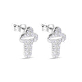 Silver 925 Rhodium Open Cross Plated Clear CZ Stud Earrings - STEM023
