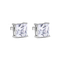 Rhodium Plated 925 Sterling Silver Square 11mm Clear CZ Earrings- STEM082