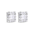 Rhodium Plated 925 Sterling Silver Square INV Clear CZ Earrings- STEM131